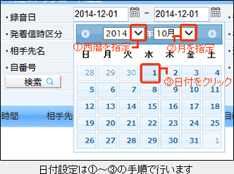 日付設定は①～③の手順で設定します