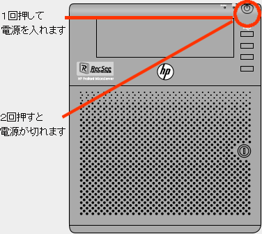 ＲＥＣＳＥＥ本体--1回押して電源を入れます。　　2回押して電源を切ります